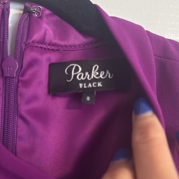 Parker Purple Asymmetrical Halter Cocktail Dress Size Small LIKE NEW - Back Zip - Picture 4 of 5